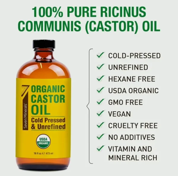 Organic Castor Oil - 16 fl. oz Amber Container