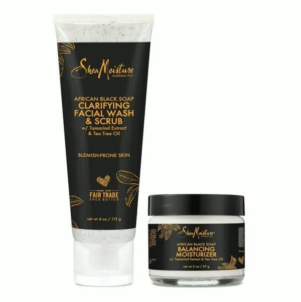 SheaMoisture African Soap Scrub & Lotion Set For Blemish-Prone Skin