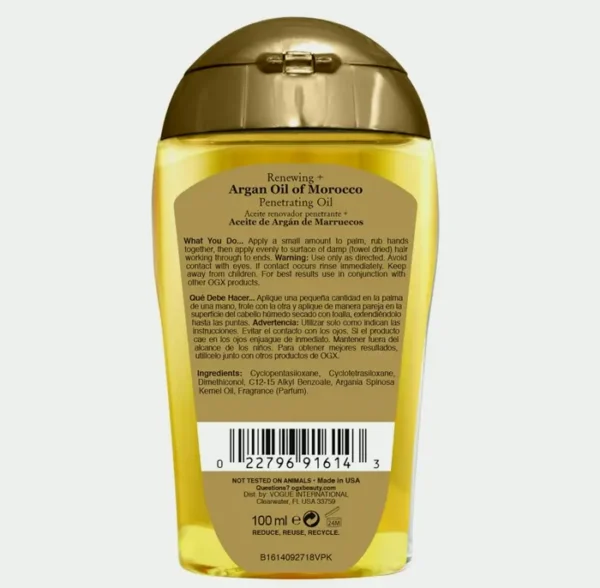 OGX Argan Serum Treatment Moisturizer, For All Hair Types, 3.3 Fluid Ounces