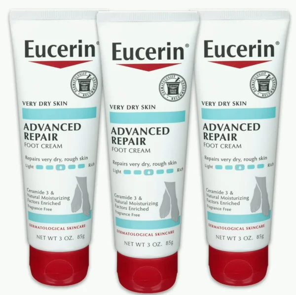 Eucerin's Advanced Foot Care Cream - Scent-Free, For Very Dry Skin - 3 oz Container (Pack of 3)