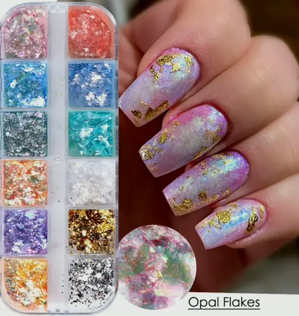 Iridescent Aurora Nail Glitters for Nail Designs