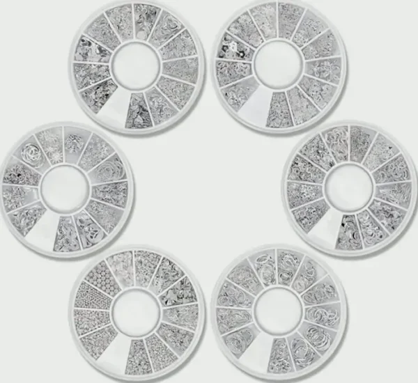 Six Containers Nail Studs for Ladies