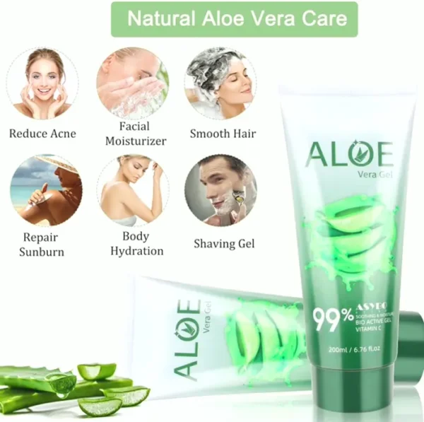 Organic Aloe Vera Gel 200x2 ML - Soothing Aloe Cream for Dry Skin