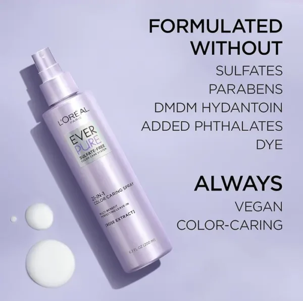 L’Oréal Paris Sulfate-Free Moisture 21-in-1 Leave-In Conditioner for Dry Hair, EverPure, 6.8 oz (Packaging May Vary)