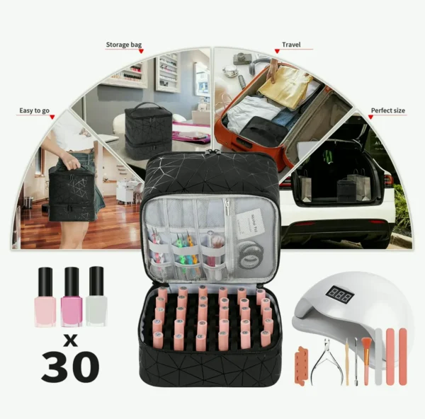 Compact Manicure Storage Bag with LED Lamp
