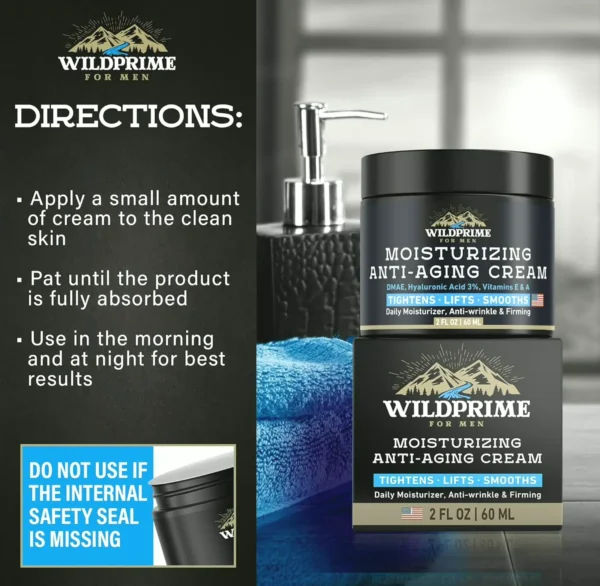 Male's Face Moisturizer Cream - Age-Defying - HA, Vit A & E - Two oz