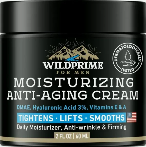 Male's Face Moisturizer Cream - Age-Defying - HA, Vit A & E - Two oz