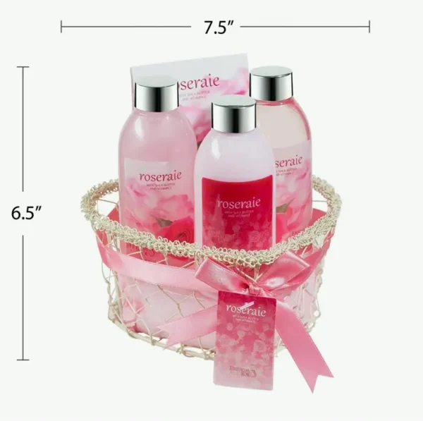 Romantic Pink Flower Spa Bath Present Basket