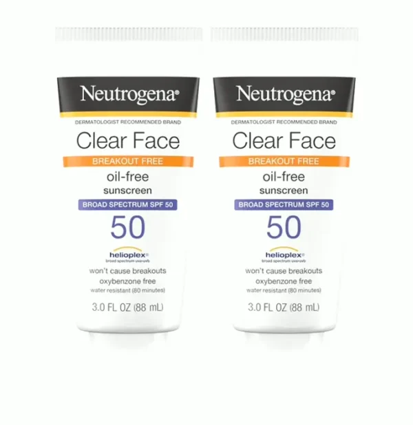 Neutrogena Clear SPF SPF 50 Breakouts Twin Pack 3 oz Each