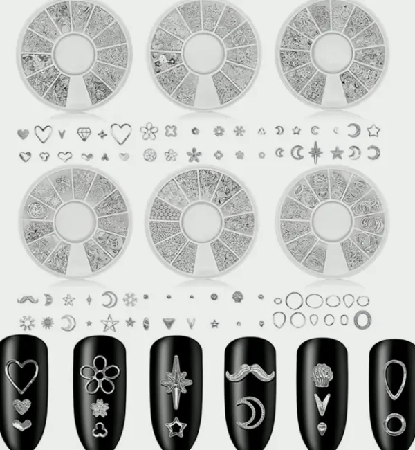 Six Containers Nail Studs for Ladies