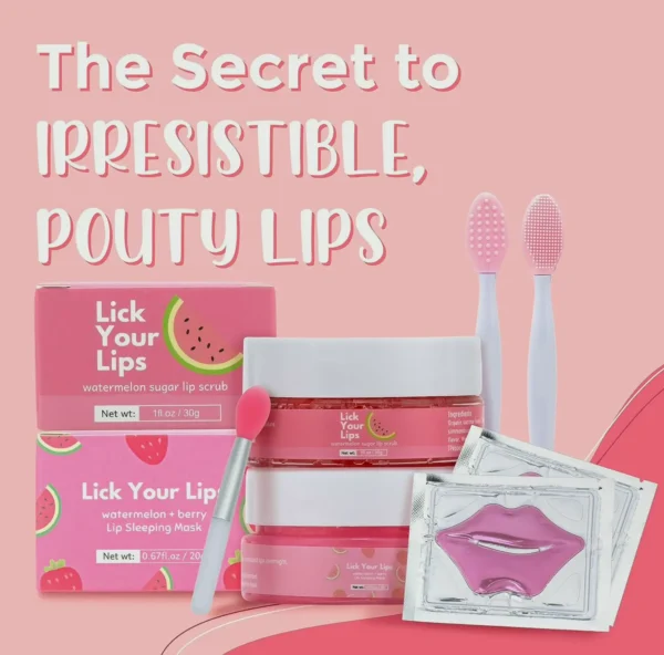 Complete Lip Therapy Set with Sleeping Mask, Scrub, Silicone Brush