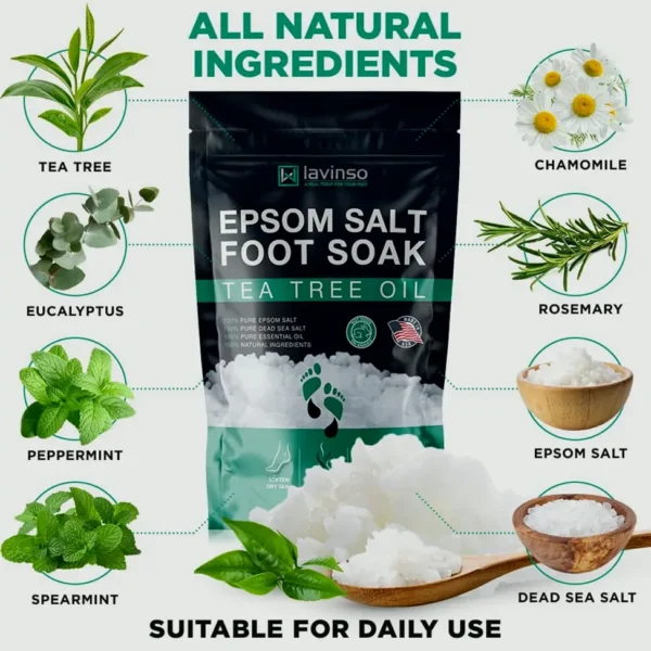 Botanical Bath with Epsom Salt - Toenail Health, Sports Feet, Odor Control - 1 LB