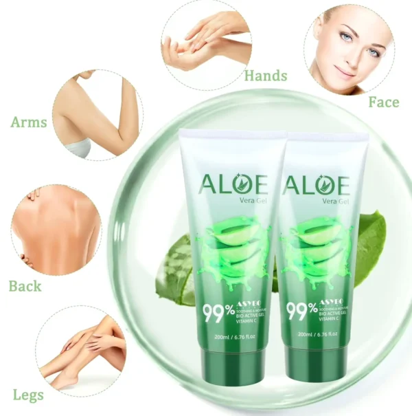 Organic Aloe Vera Gel 200x2 ML - Soothing Aloe Cream for Dry Skin