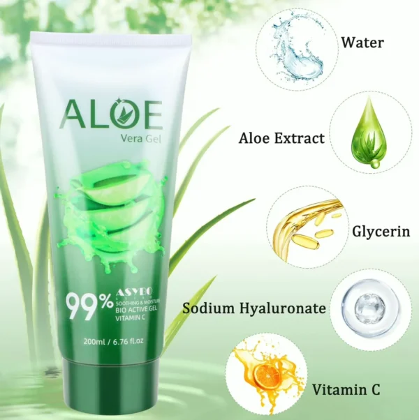 Organic Aloe Vera Gel 200x2 ML - Soothing Aloe Cream for Dry Skin