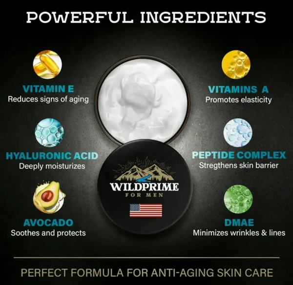 Male's Face Moisturizer Cream - Age-Defying - HA, Vit A & E - Two oz