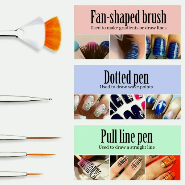 Teenitor Manicure Brushes with Painting Pens and Stones