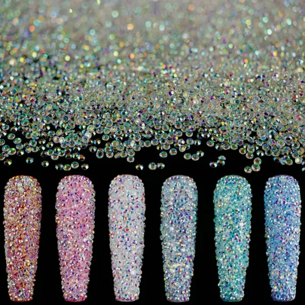 15,000 Miniature Diamond Beads for Nail Art - Iridescent Like Swarovski - 2 Trays - By BELLEBOOST