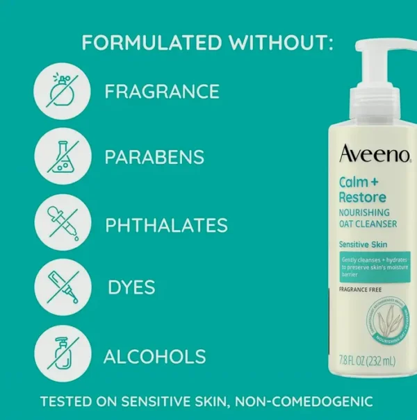 Aveeno Calm + Restore Nourishing Oat Face Wash, Gentle Care, 7.8 fl. oz