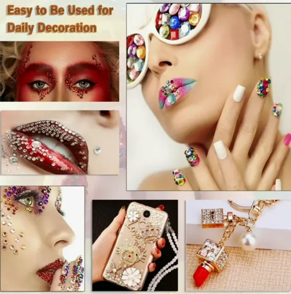 2300-Count Flatback Gem Rhinestones for DIY Nail Art
