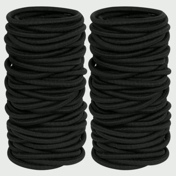 120 Black Ponytail Ties for Curly Hair (4mm)