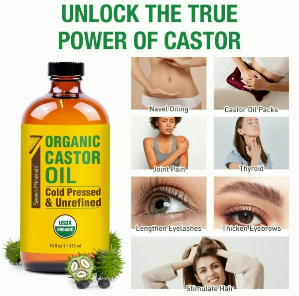 Organic Castor Oil - 16 fl. oz Amber Container
