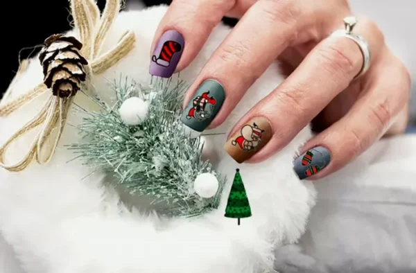 Quad Christmas Nail Stamp Plates Kit, Santa Claus, Bells, Snowflakes