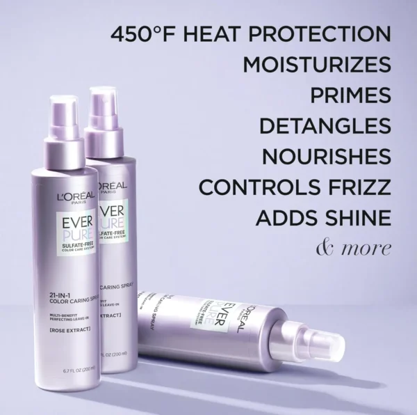 L’Oréal Paris Sulfate-Free Moisture 21-in-1 Leave-In Conditioner for Dry Hair, EverPure, 6.8 oz (Packaging May Vary)