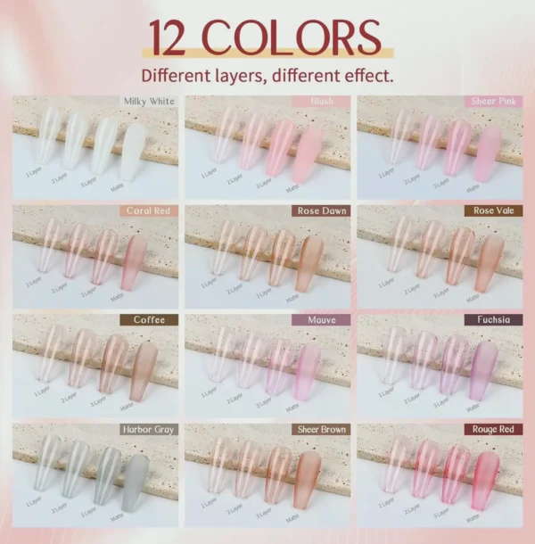 Saviland Jelly Gel Nail Polish Set - 12 Shades