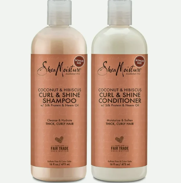 SheaMoisture Shampoo & Conditioner Package, Coconut & Hibiscus Curl & Shine, 16 Fl Oz Each
