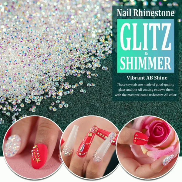 15,000 Miniature Diamond Beads for Nail Art - Iridescent Like Swarovski - 2 Trays - By BELLEBOOST