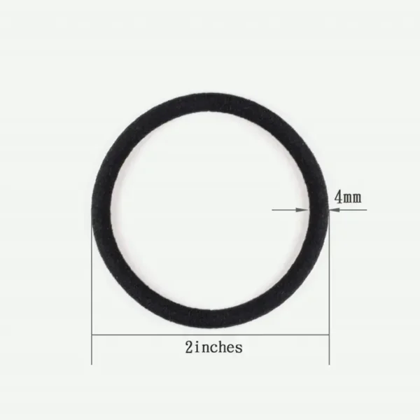 120 Black Ponytail Ties for Curly Hair (4mm)