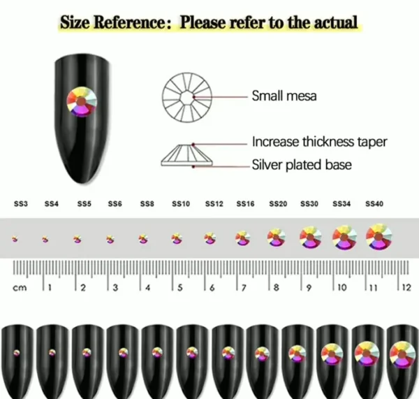 2300-Count Flatback Gem Rhinestones for DIY Nail Art