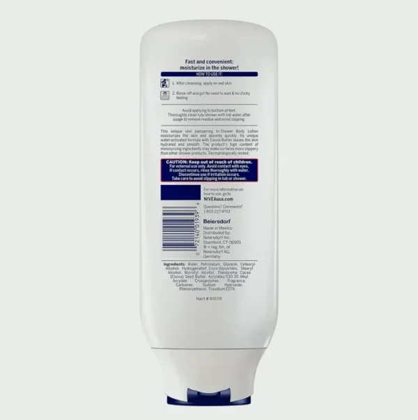NIVEA Cocoa-Butter In Shower Moisturizer, Body Cream for Very Dry Skin, 13.5 Fl Oz Bottle