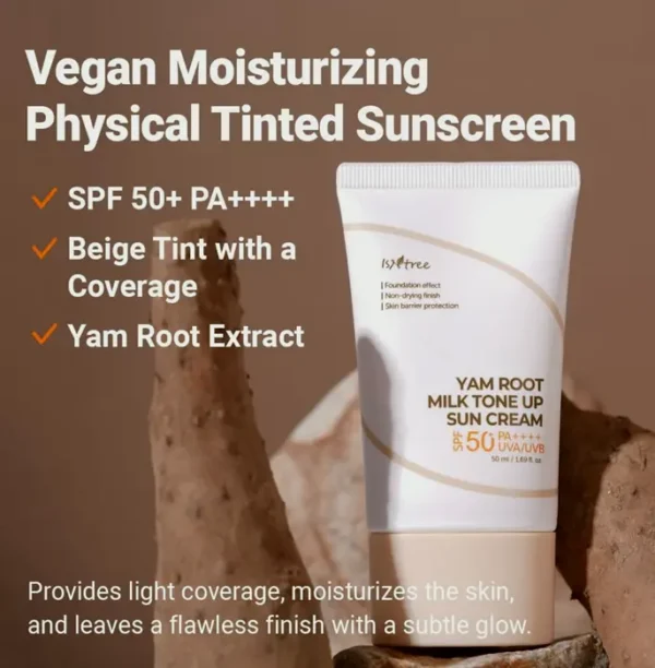 IS N TREE Yam Root Cream SPF50+ Tinted Sunscreen 50ml