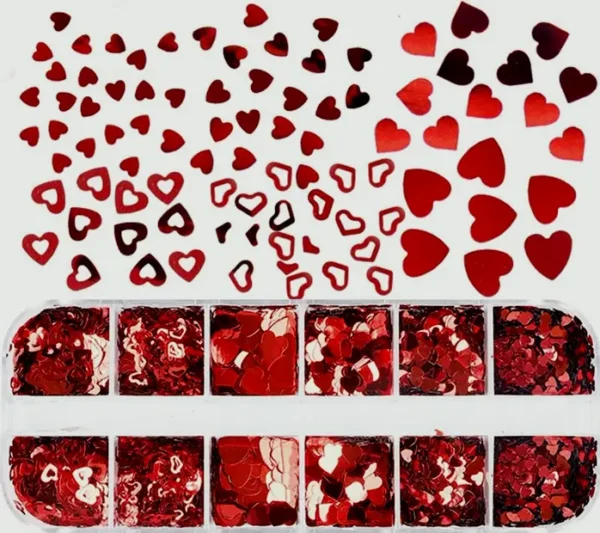 Valentine Art Glitter Kit 12 Grids Heart Decoration