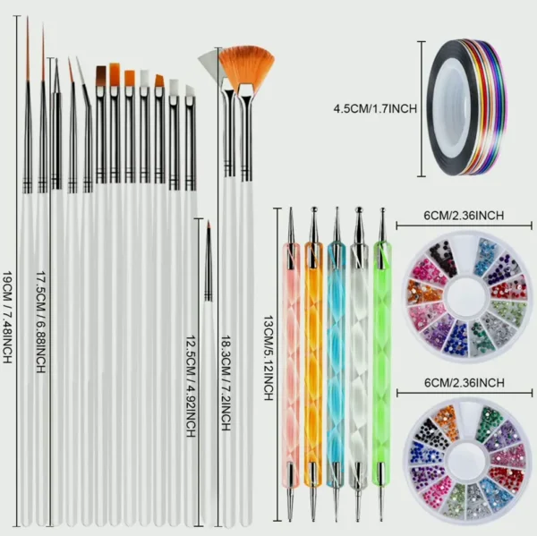 Teenitor Manicure Brushes with Painting Pens and Stones