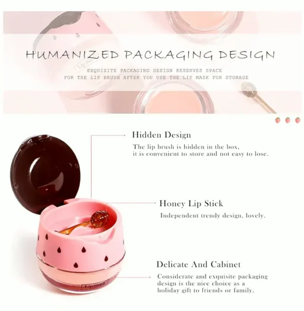 Strawberry Nighttime Lip Mask, Honey Salve 1PC