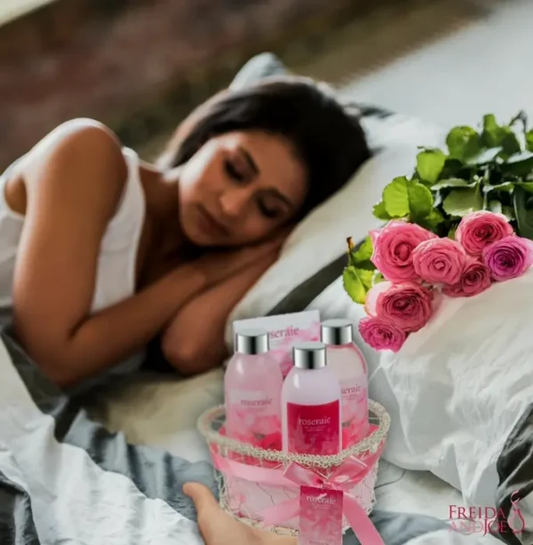 Romantic Pink Flower Spa Bath Present Basket