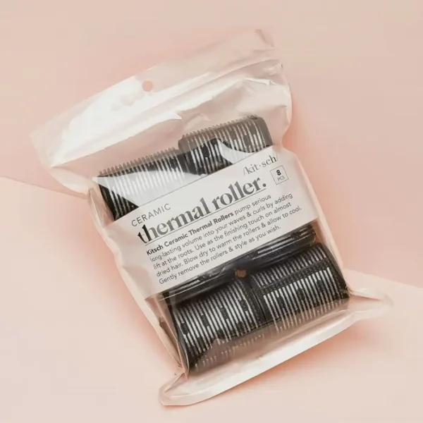 Ceramic Thermal Hair Rollers for Various Types - 8pcs Black